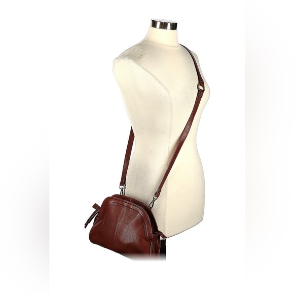 Anthropologie Handbags - REHARD Anthropologie CROSSBODY BAG Italian Brown Cognac Leather Clutch Rare